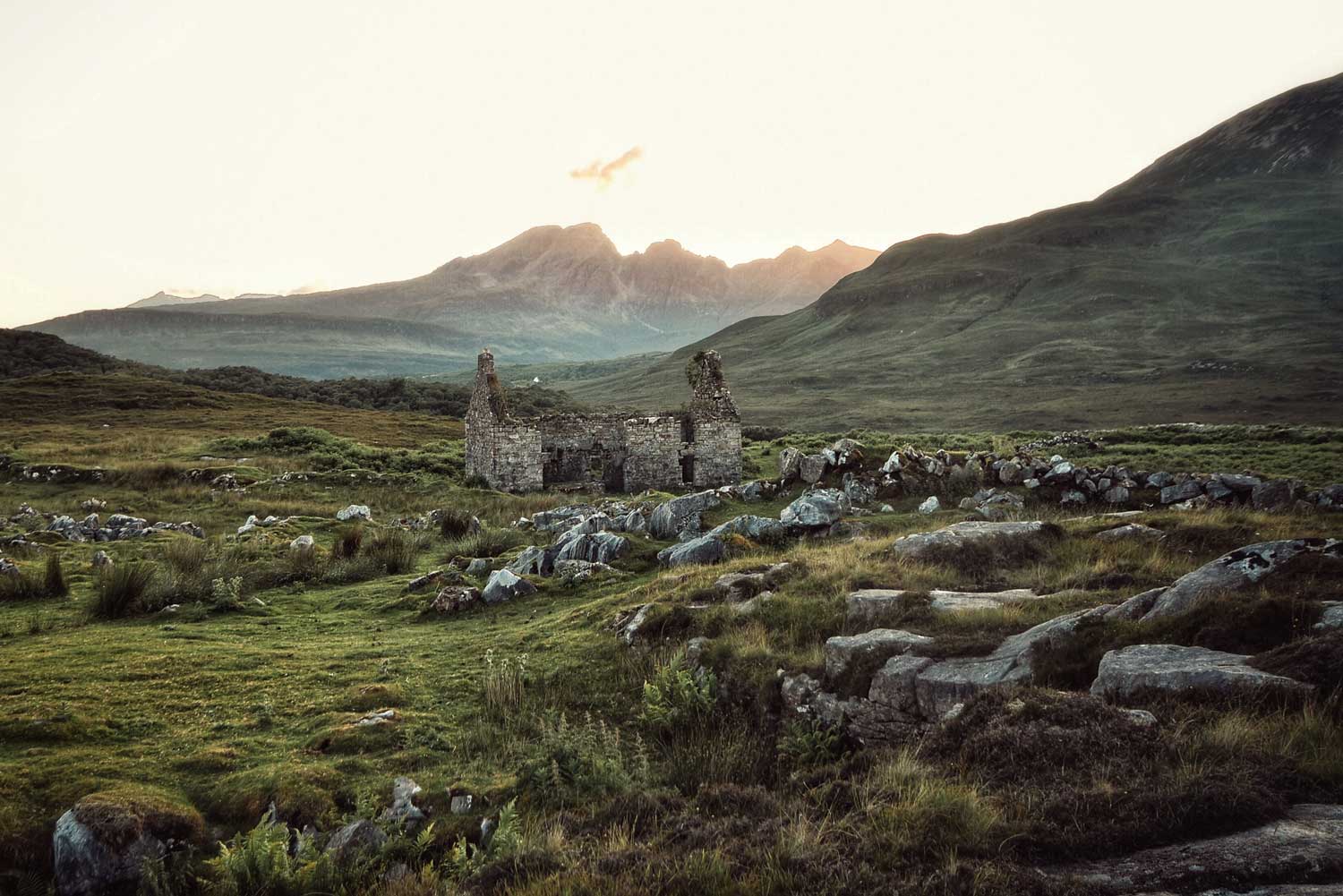 An old building in a field