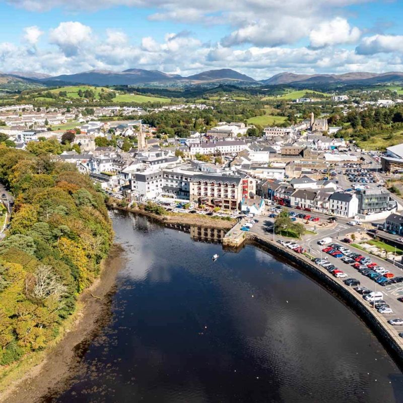 Donegal town from a drone