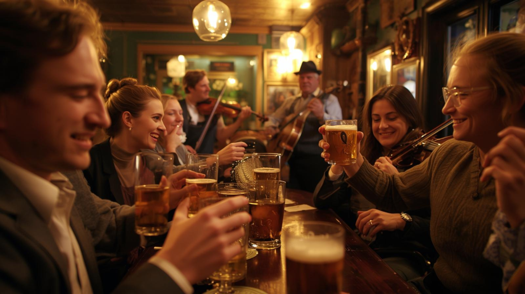 Listening to music in a pub while having the craic