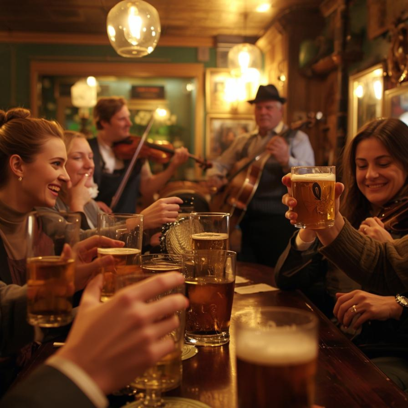 Listening to music in a pub while having the craic