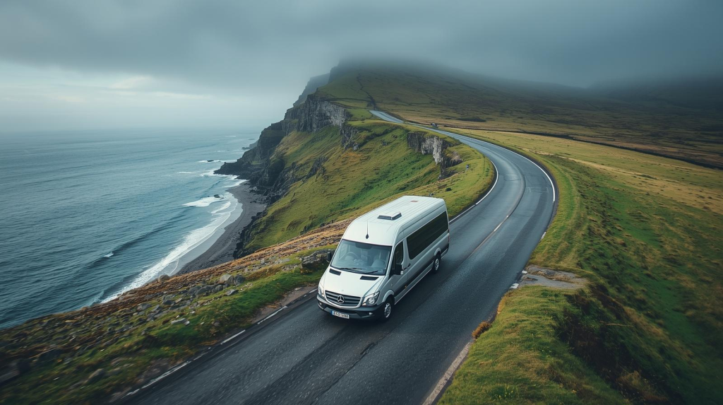 Bus on the Dingle Peninsula along the Wild Atlantic Way during Ireland road trips