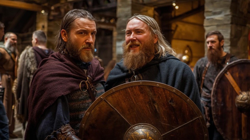 Viking reenactors in Dublinia Museum representing Vikings in Ireland.